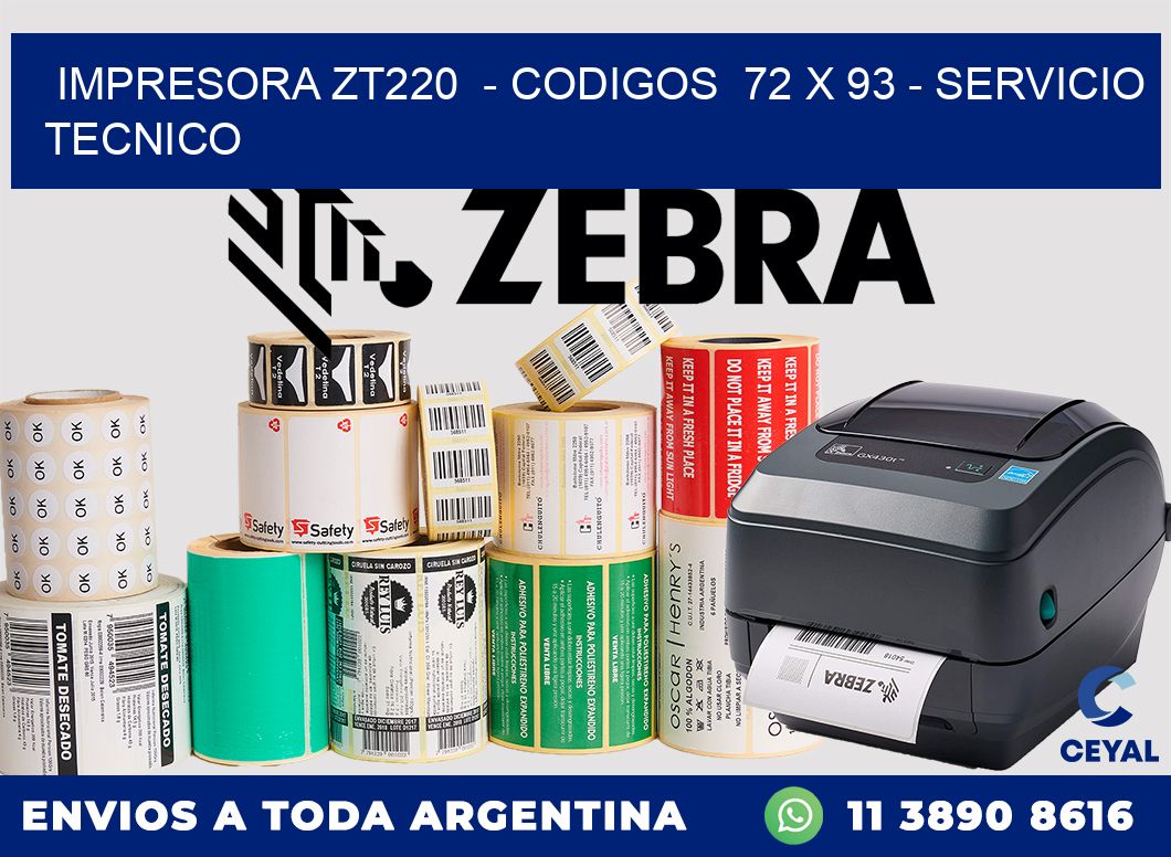 IMPRESORA ZT220 - CODIGOS 72 x 93 - SERVICIO TECNICO