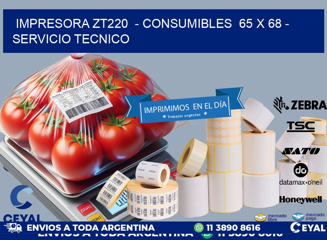 IMPRESORA ZT220  - CONSUMIBLES  65 x 68 - SERVICIO TECNICO
