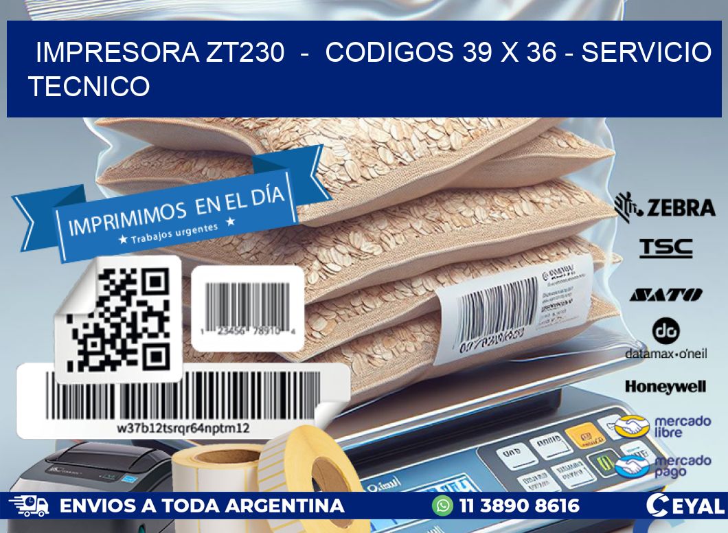 IMPRESORA ZT230 - CODIGOS 39 x 36 - SERVICIO TECNICO