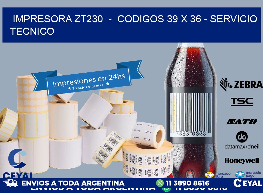 IMPRESORA ZT230  –  CODIGOS 39 x 36 – SERVICIO TECNICO