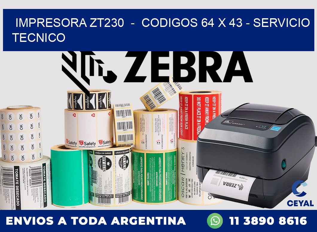 IMPRESORA ZT230 - CODIGOS 64 x 43 - SERVICIO TECNICO