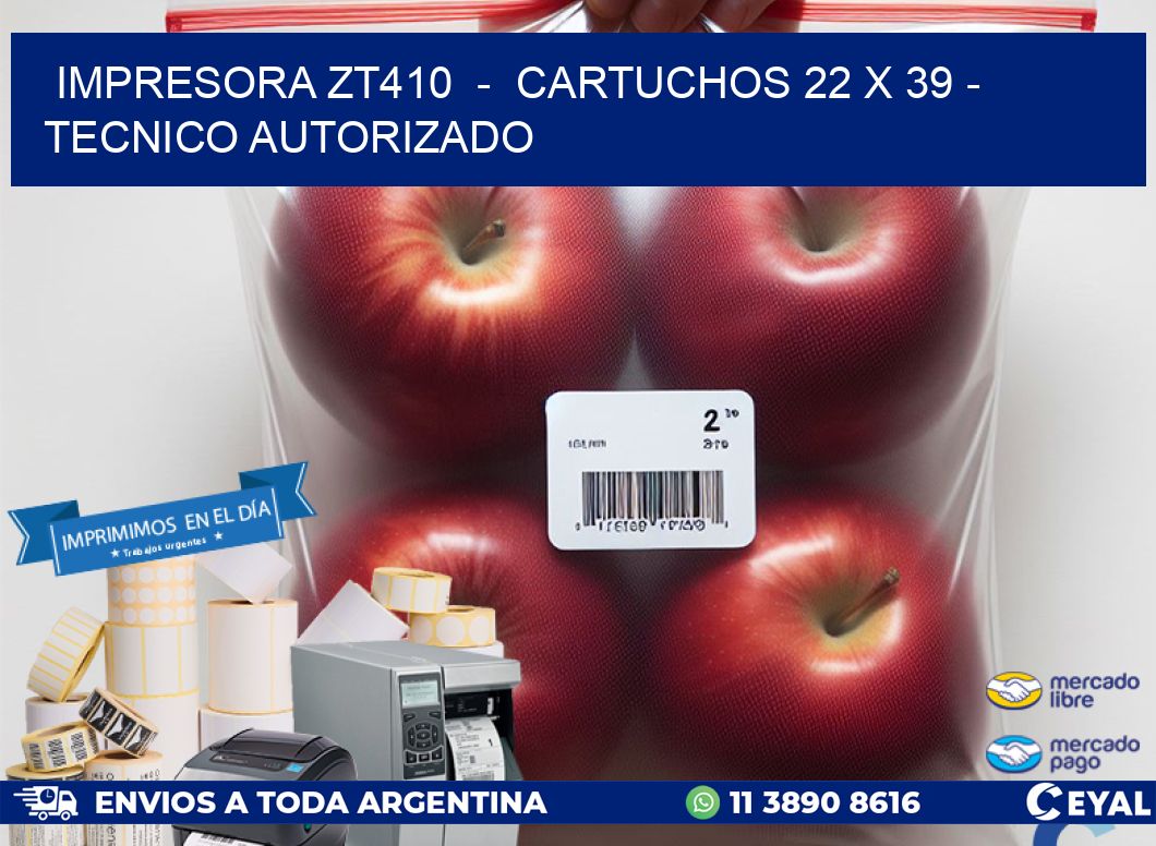 IMPRESORA ZT410 - CARTUCHOS 22 x 39 - TECNICO AUTORIZADO