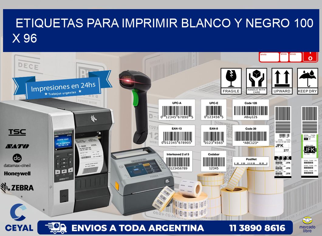 etiquetas para imprimir blanco y negro 100 x 96