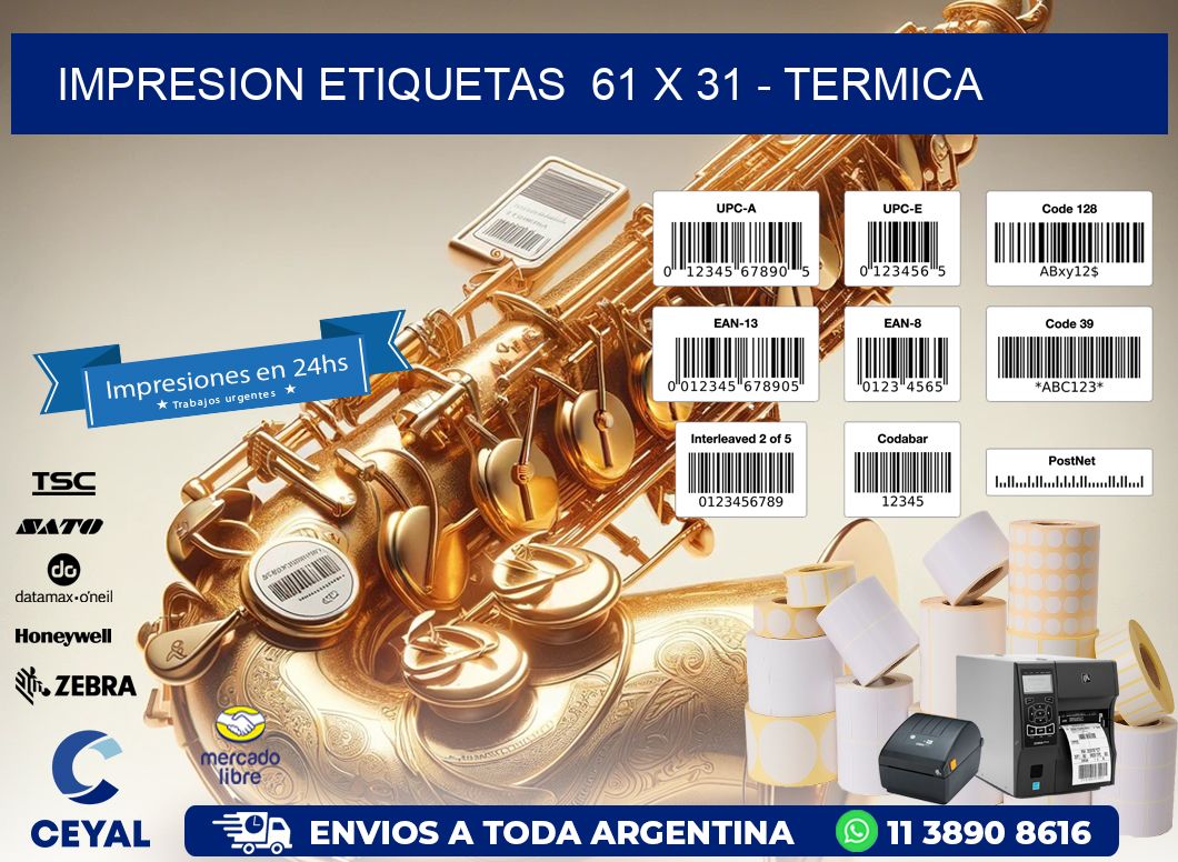 impresion etiquetas  61 x 31 - termica