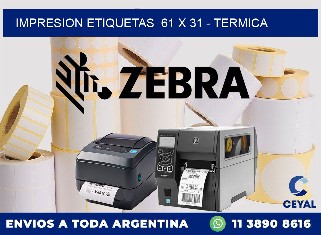 impresion etiquetas  61 x 31 - termica