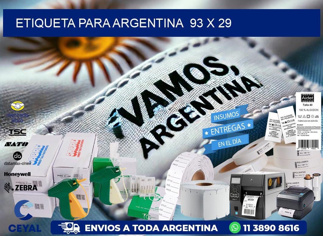 etiqueta para Argentina  93 x 29