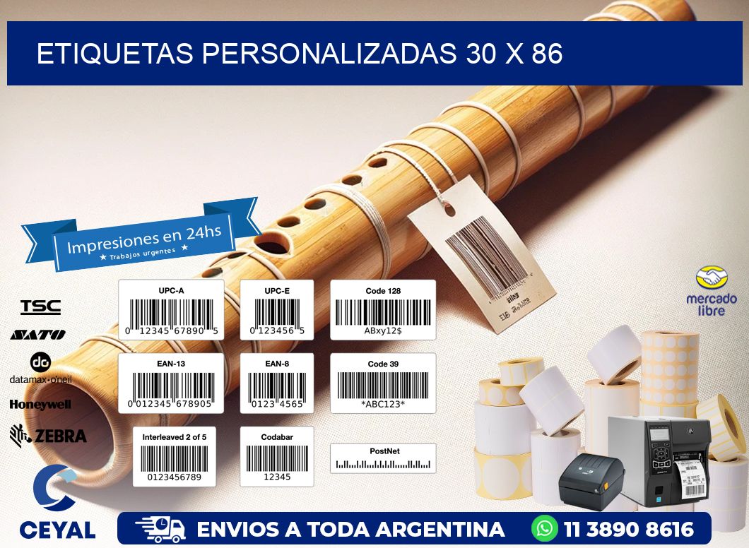 etiquetas personalizadas 30 x 86