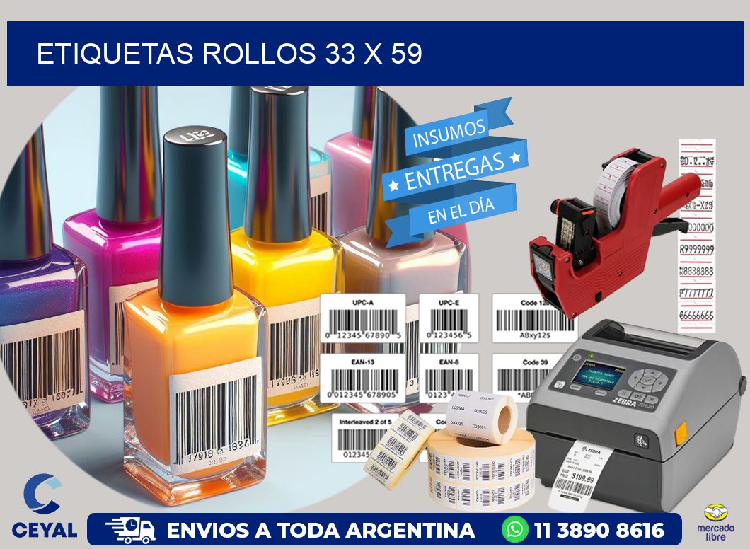 etiquetas rollos 33 x 59