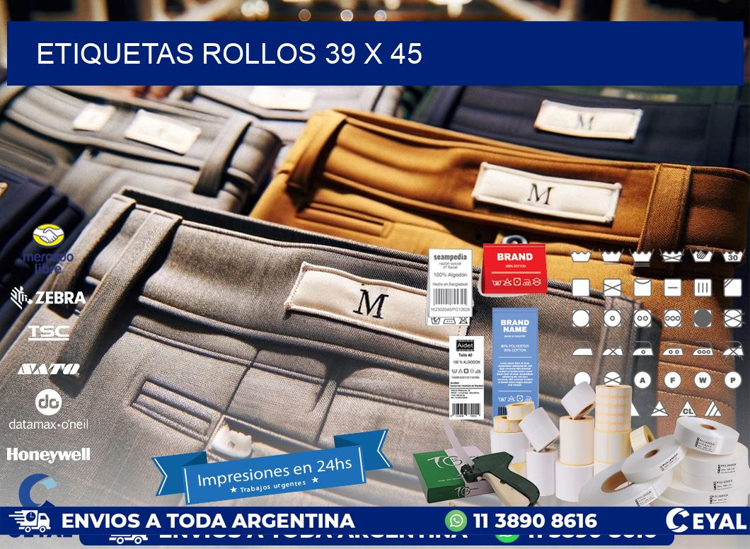 etiquetas rollos 39 x 45