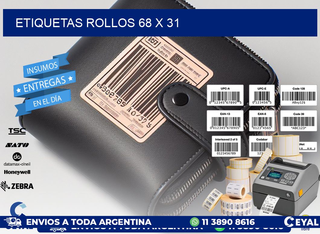 etiquetas rollos 68 x 31