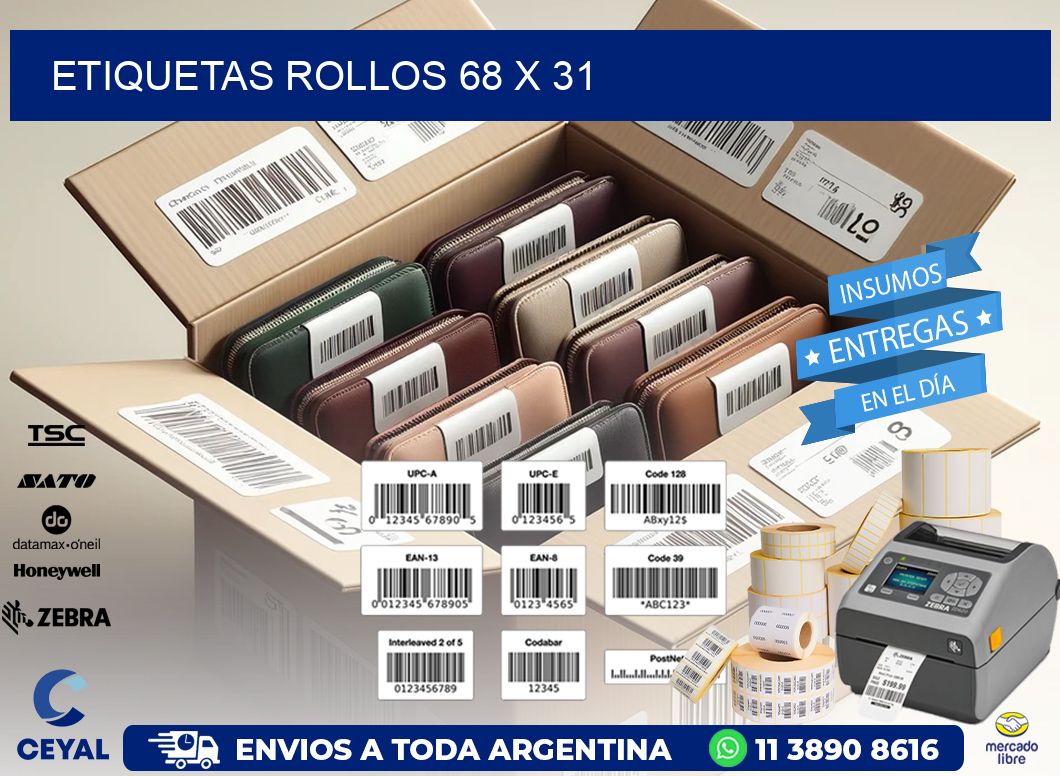 etiquetas rollos 68 x 31