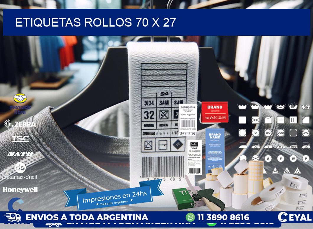 etiquetas rollos 70 x 27