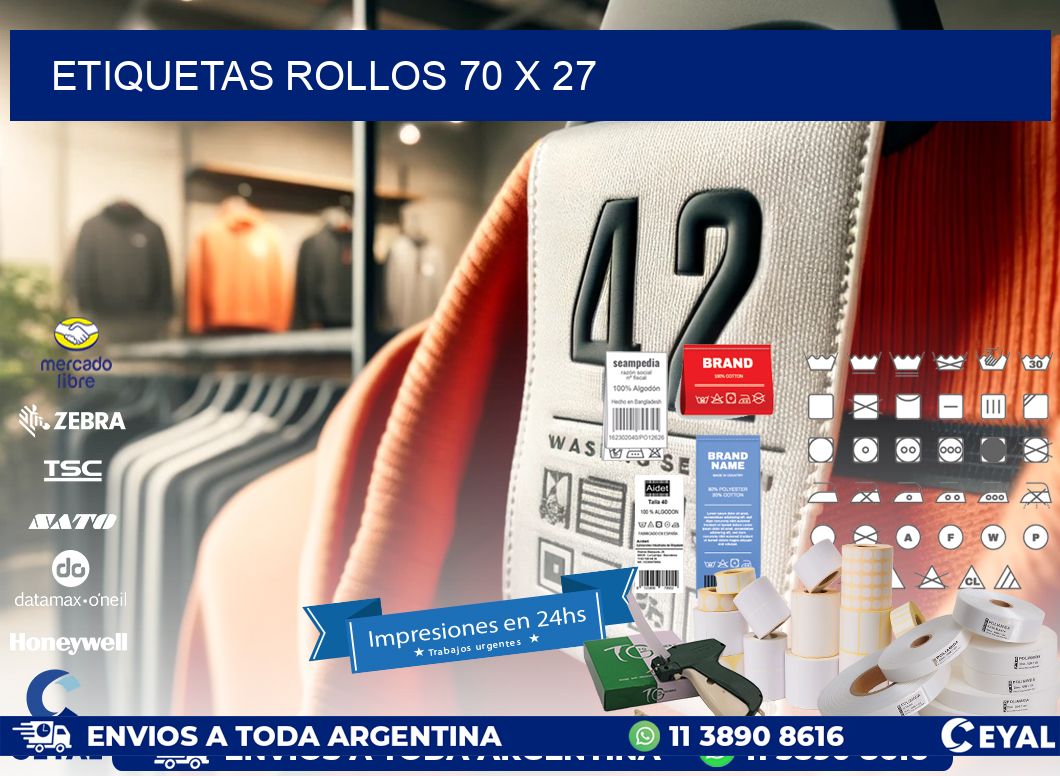 etiquetas rollos 70 x 27