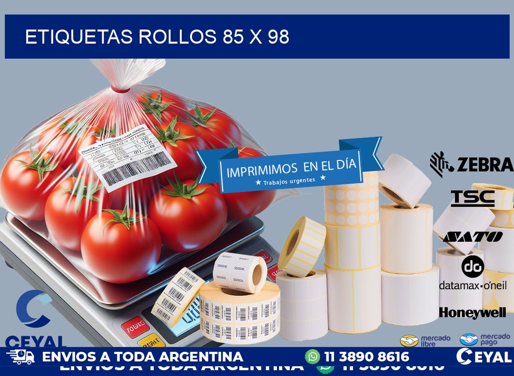 etiquetas rollos 85 x 98