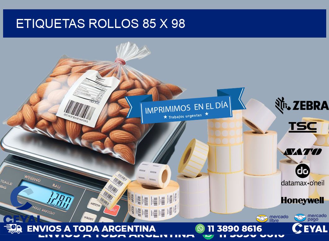 etiquetas rollos 85 x 98