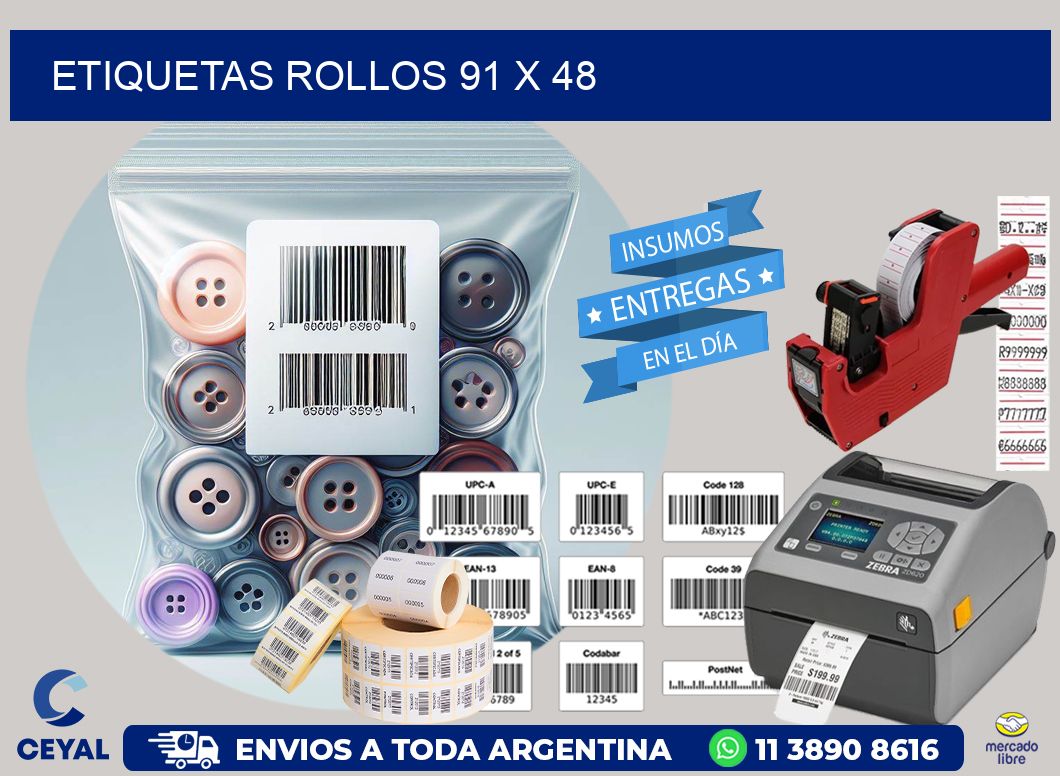 etiquetas rollos 91 x 48