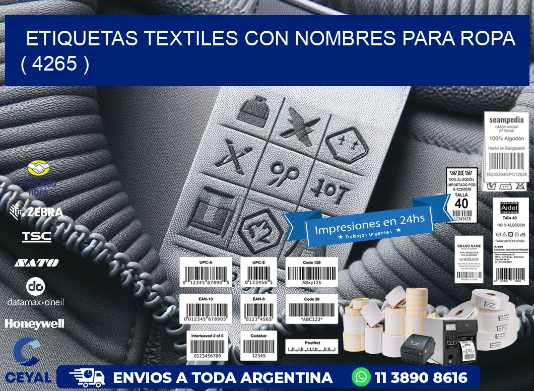 ETIQUETAS TEXTILES CON NOMBRES PARA ROPA   ( 4265 )