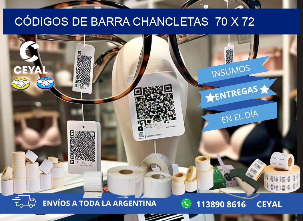 CÓDIGOS DE BARRA CHANCLETAS 70 x 72 - Etiquetado Textil