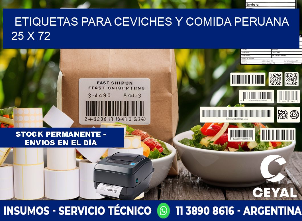 Etiquetas para ceviches y comida peruana 25 x 72