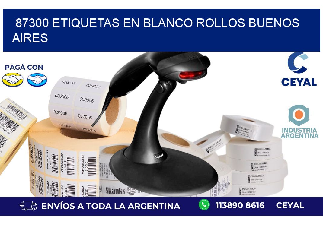 87300 ETIQUETAS EN BLANCO ROLLOS BUENOS AIRES