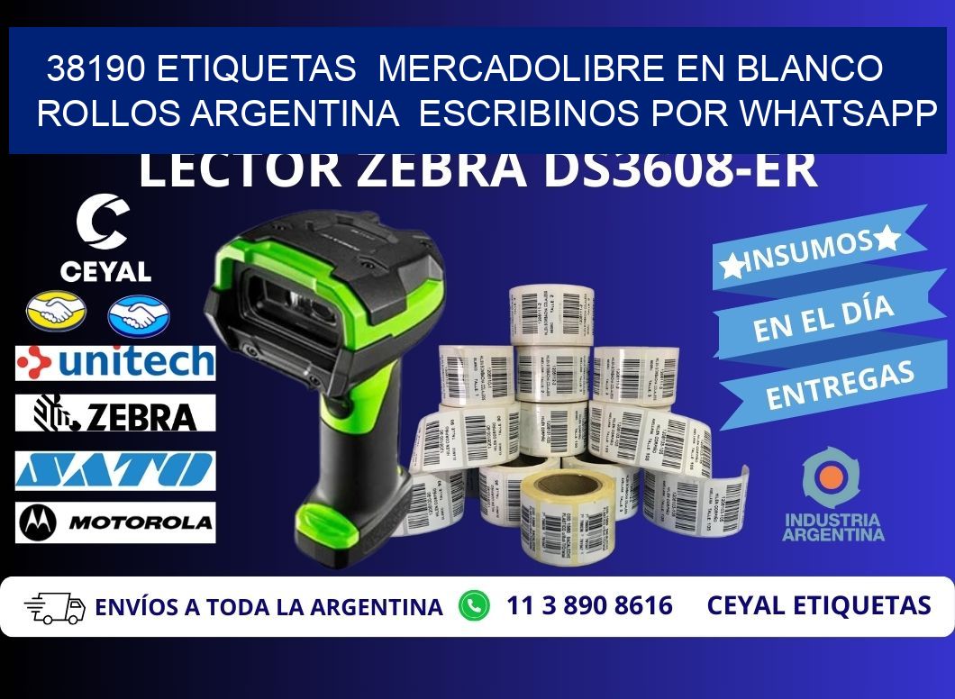 38190 ETIQUETAS MERCADOLIBRE EN BLANCO ROLLOS ARGENTINA ESCRIBINOS POR WHATSAPP