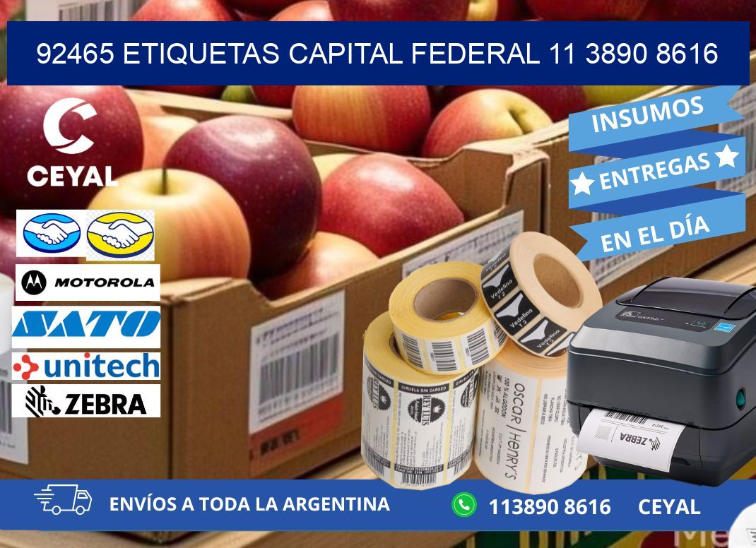92465 ETIQUETAS CAPITAL FEDERAL 11 3890 8616