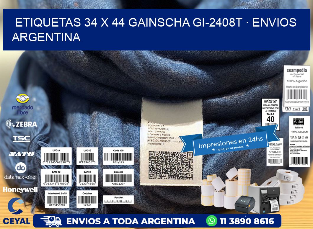 ETIQUETAS 34 x 44 GAINSCHA GI-2408T · ENVIOS ARGENTINA