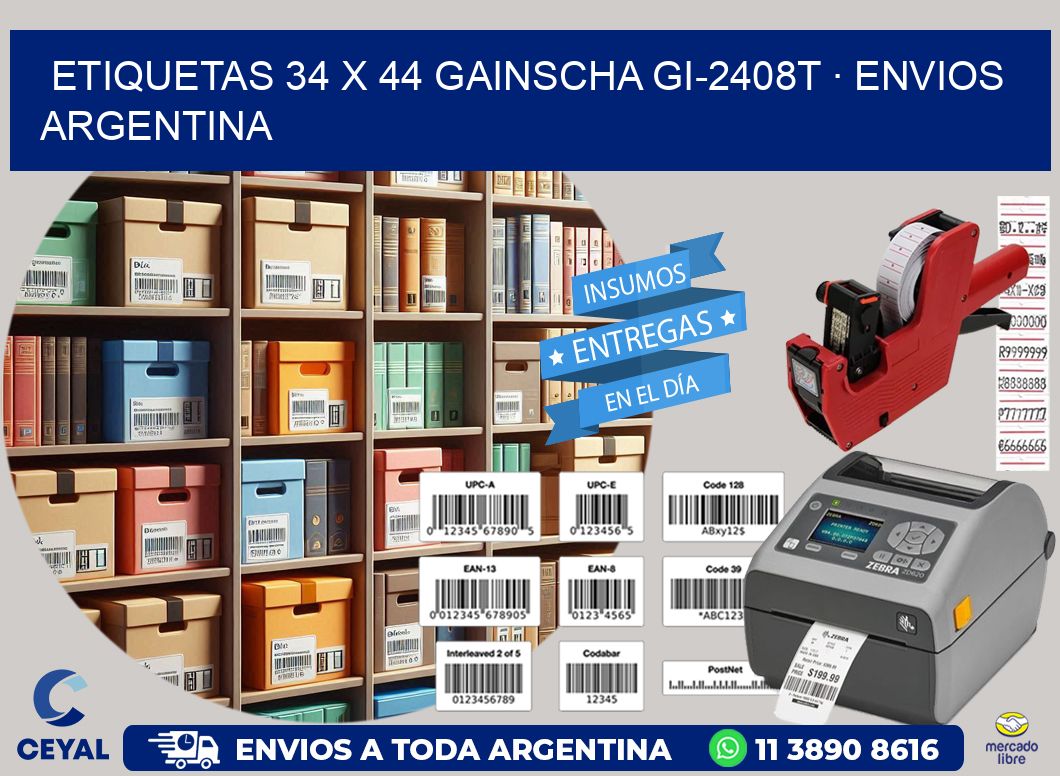 ETIQUETAS 34 x 44 GAINSCHA GI-2408T · ENVIOS ARGENTINA