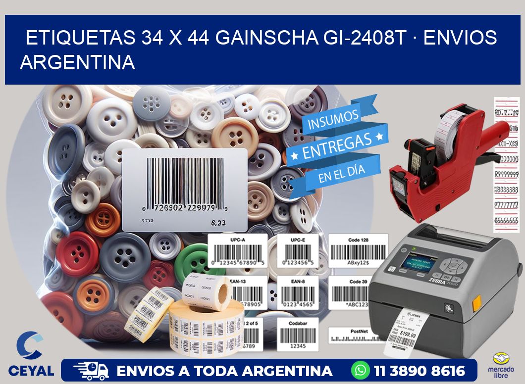 ETIQUETAS 34 x 44 GAINSCHA GI-2408T · ENVIOS ARGENTINA