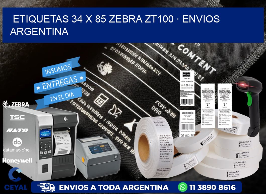 ETIQUETAS 34 x 85 ZEBRA ZT100 · ENVIOS ARGENTINA