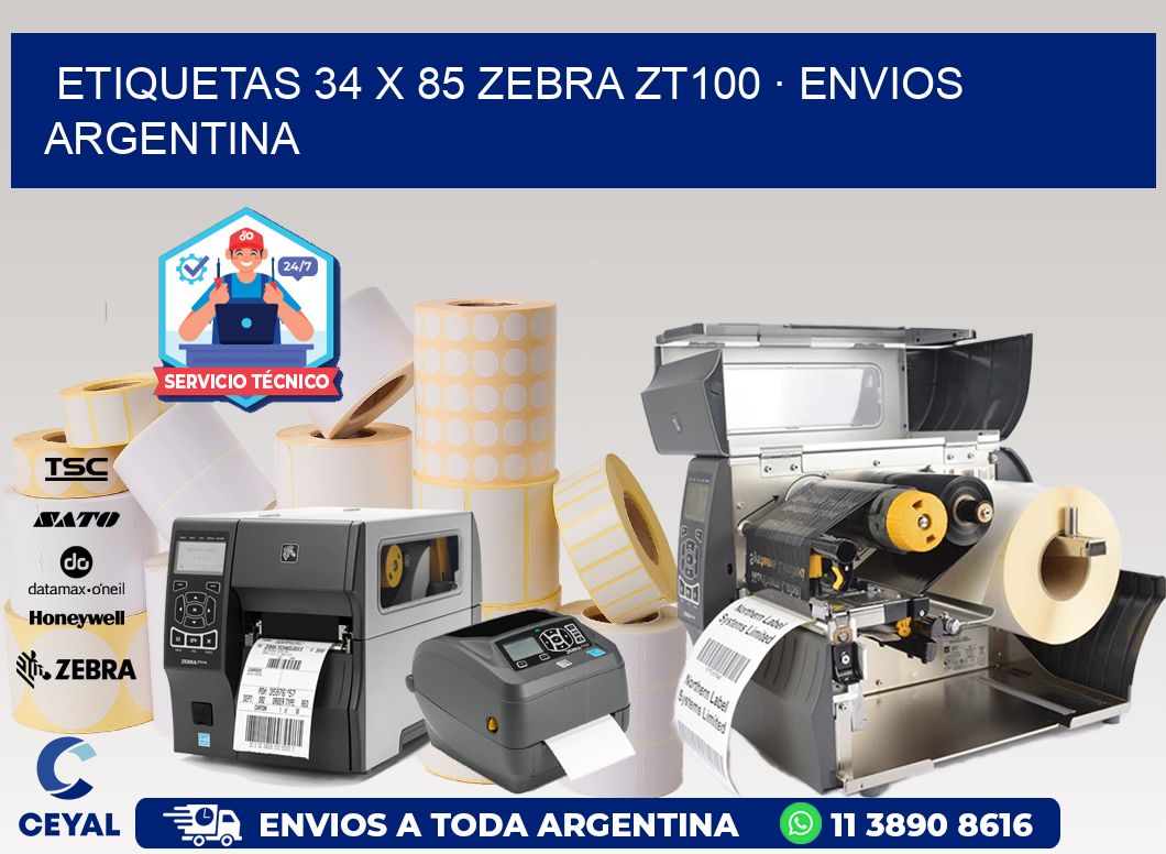 ETIQUETAS 34 x 85 ZEBRA ZT100 · ENVIOS ARGENTINA