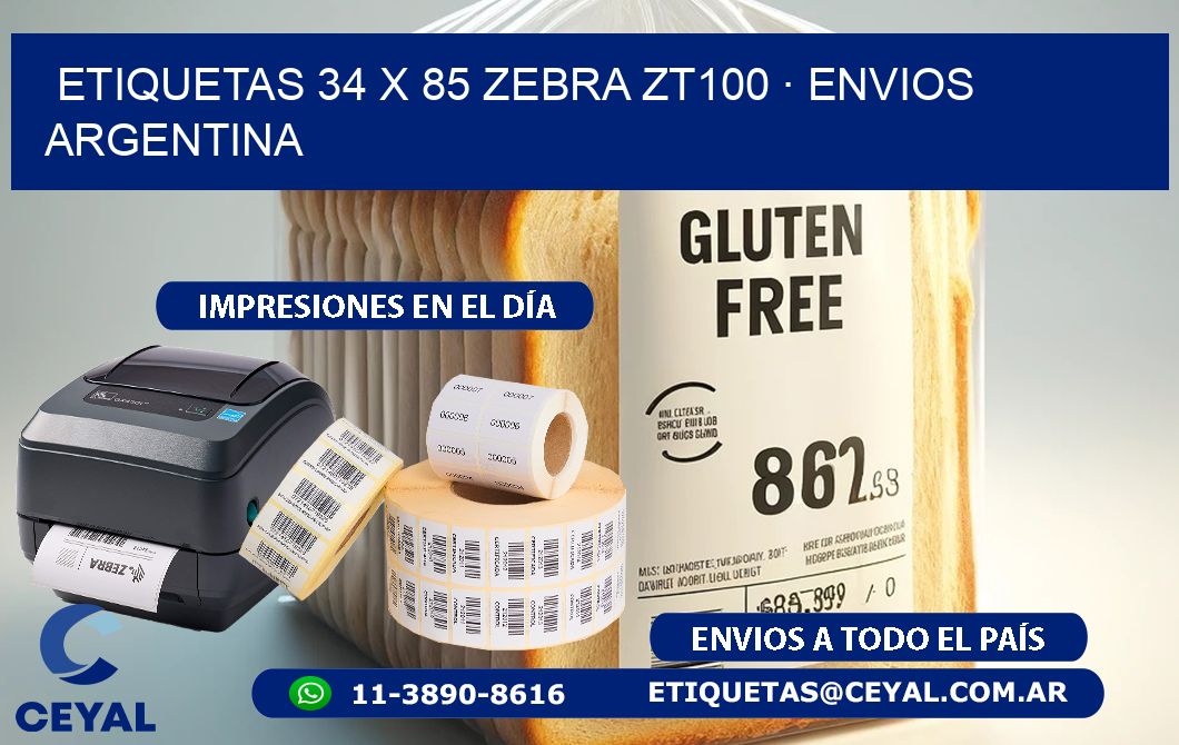 ETIQUETAS 34 x 85 ZEBRA ZT100 · ENVIOS ARGENTINA