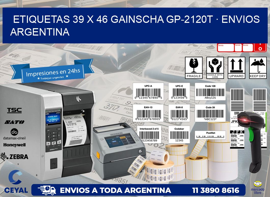 ETIQUETAS 39 x 46 GAINSCHA GP-2120T · ENVIOS ARGENTINA