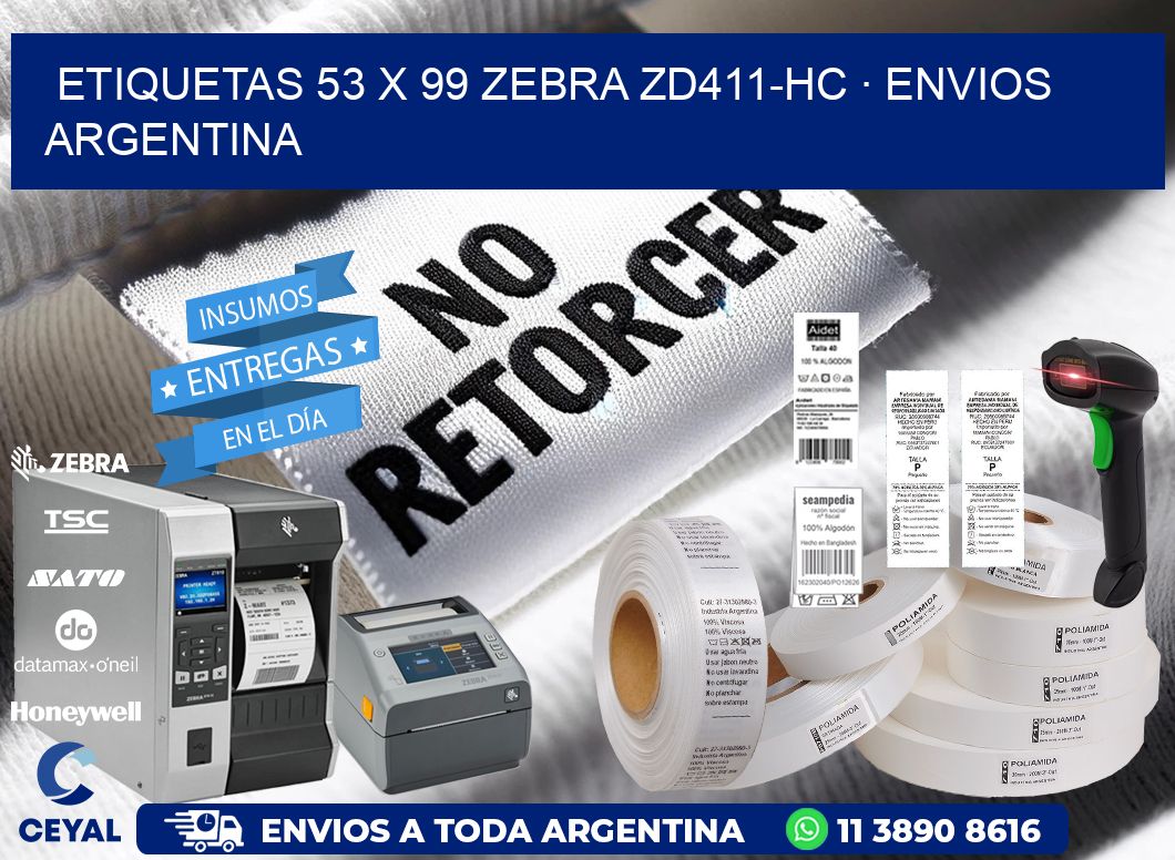 ETIQUETAS 53 x 99 ZEBRA ZD411-HC · ENVIOS ARGENTINA