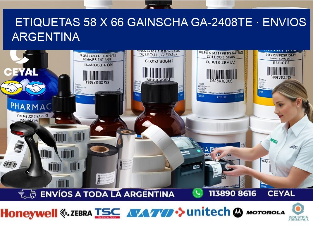 ETIQUETAS 58 x 66 GAINSCHA GA-2408TE · ENVIOS ARGENTINA
