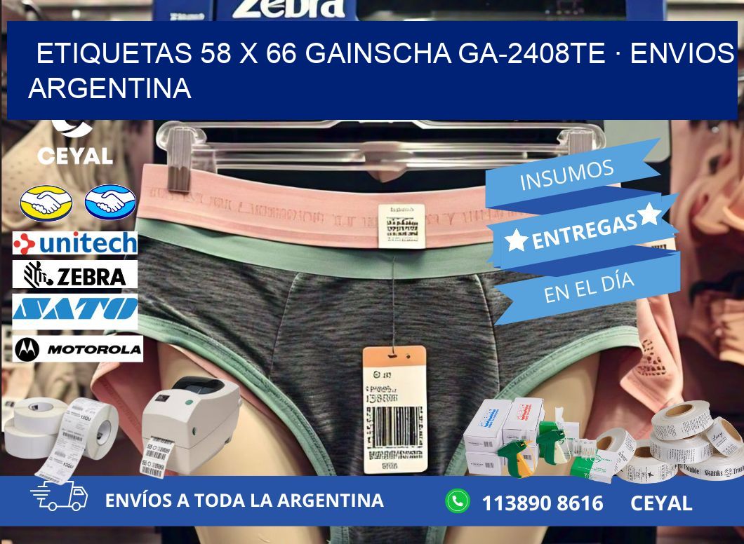 ETIQUETAS 58 x 66 GAINSCHA GA-2408TE · ENVIOS ARGENTINA