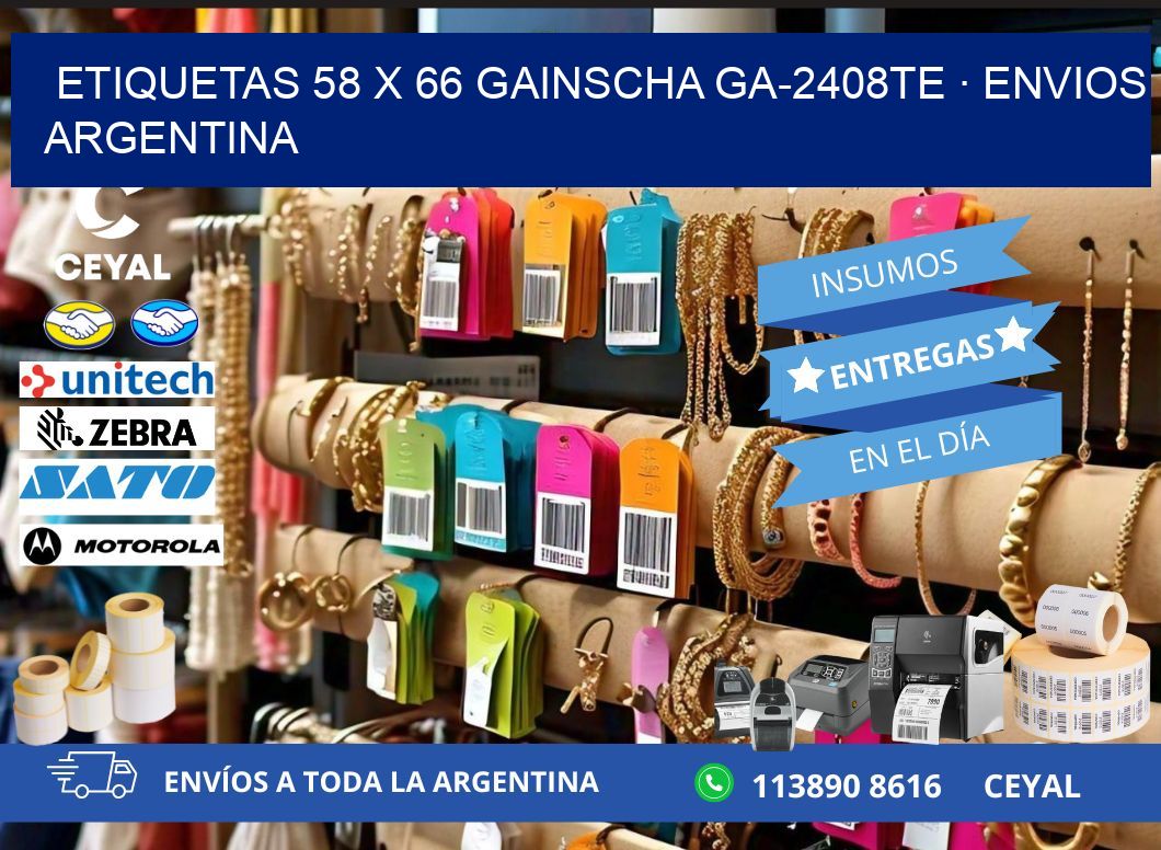 ETIQUETAS 58 x 66 GAINSCHA GA-2408TE · ENVIOS ARGENTINA