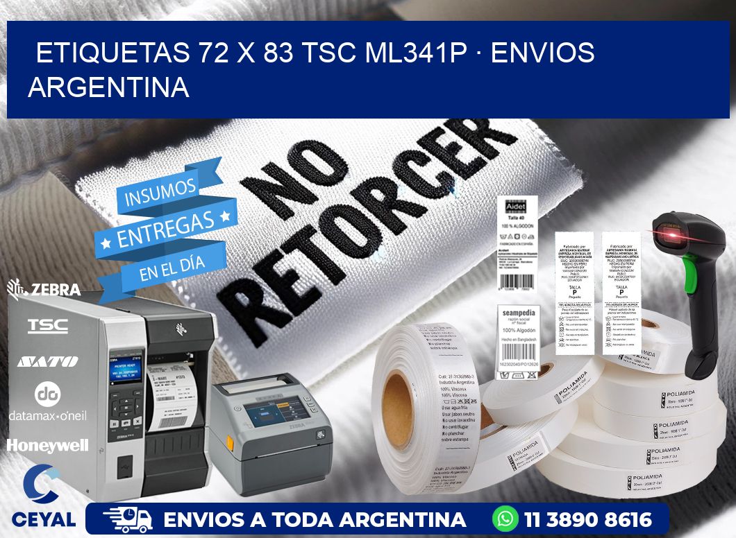 ETIQUETAS 72 x 83 TSC ML341P · ENVIOS ARGENTINA