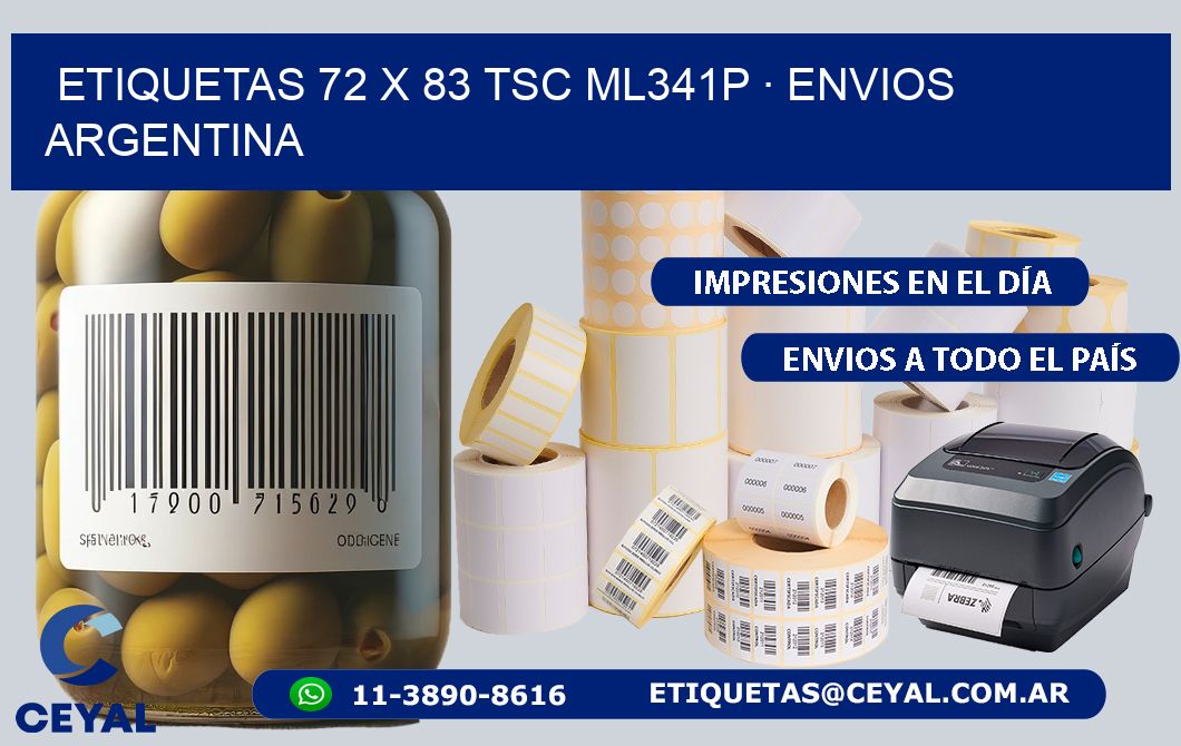 ETIQUETAS 72 x 83 TSC ML341P · ENVIOS ARGENTINA