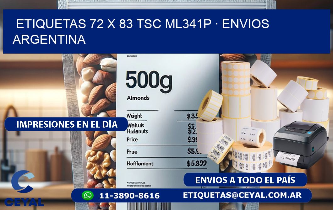 ETIQUETAS 72 x 83 TSC ML341P · ENVIOS ARGENTINA