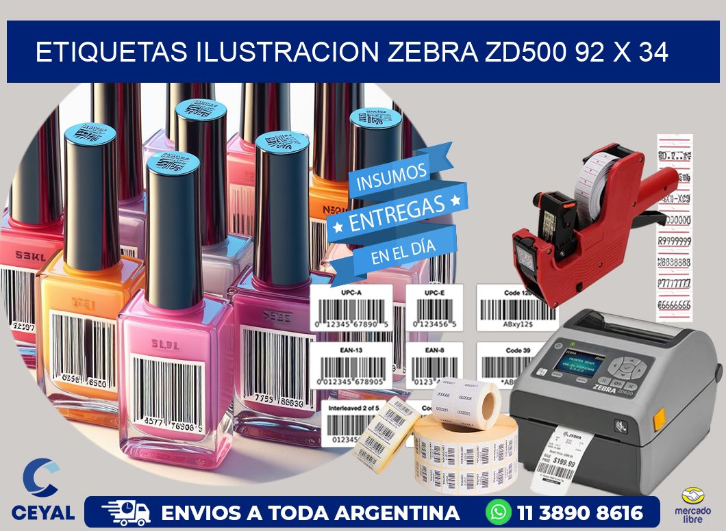 ETIQUETAS ILUSTRACION ZEBRA ZD500 92 x 34