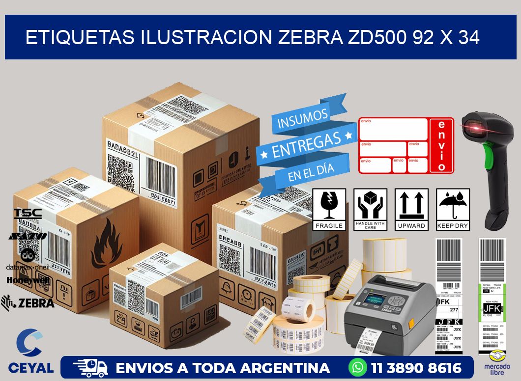 ETIQUETAS ILUSTRACION ZEBRA ZD500 92 x 34