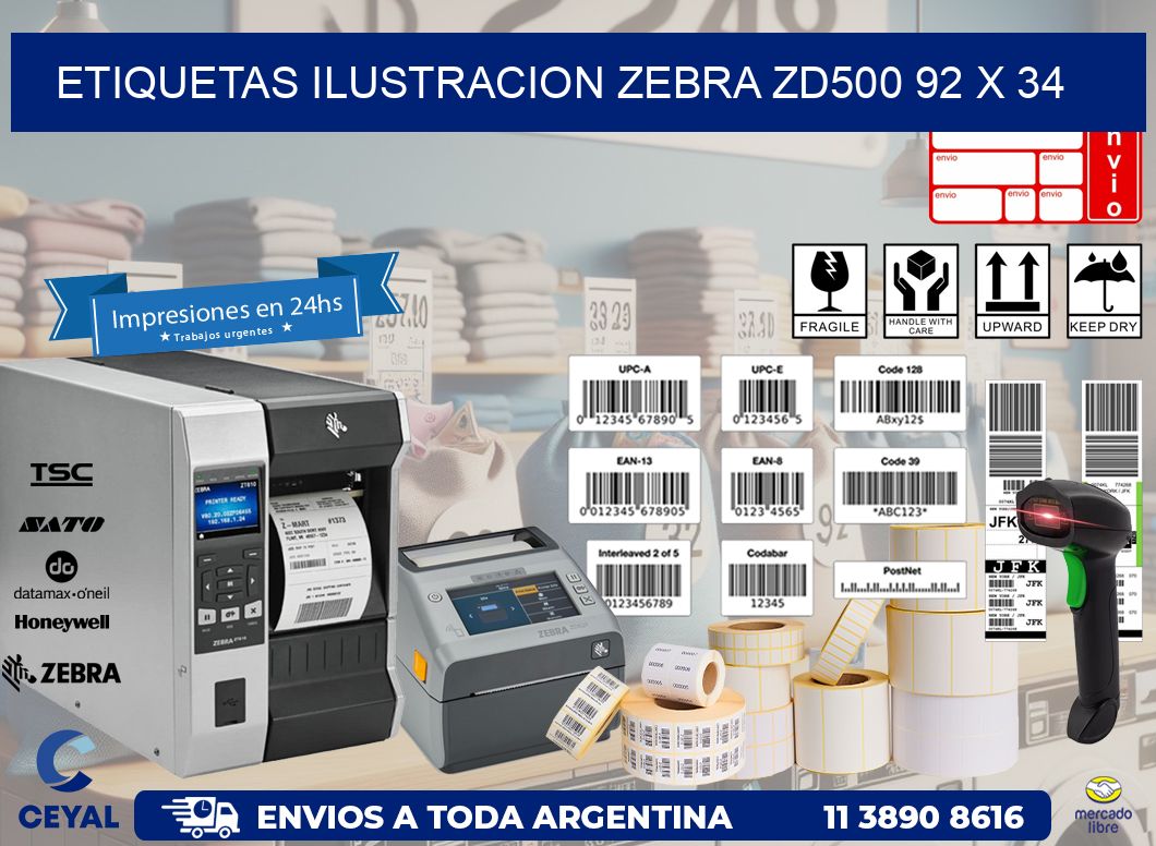 ETIQUETAS ILUSTRACION ZEBRA ZD500 92 x 34