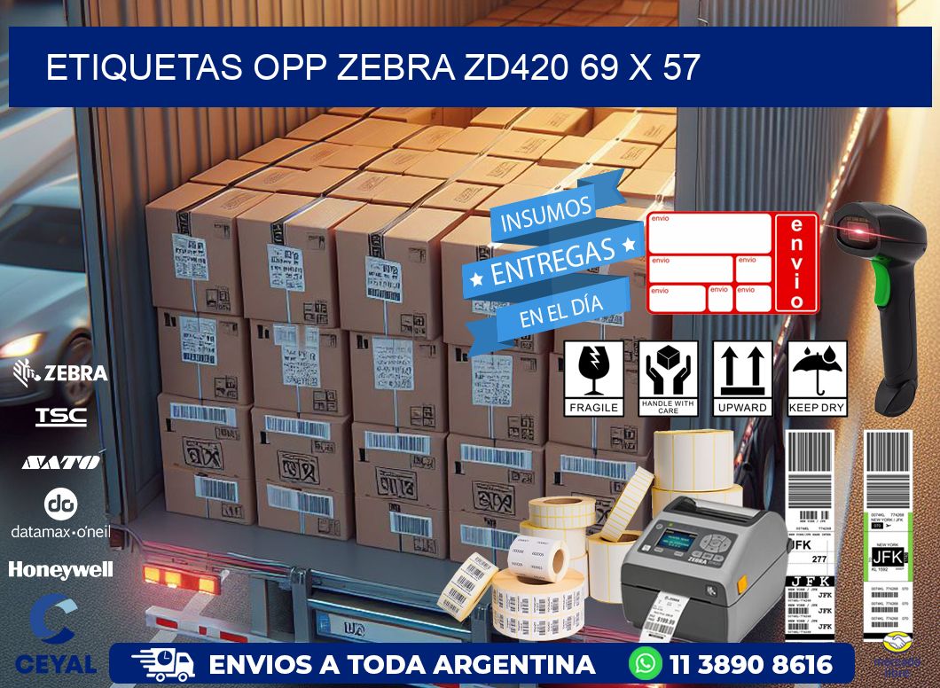 ETIQUETAS OPP ZEBRA ZD420 69 x 57