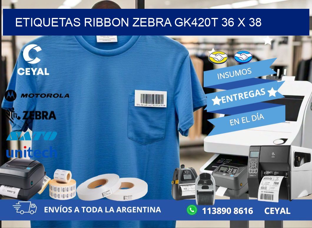 ETIQUETAS RIBBON Zebra GK420T 36 x 38