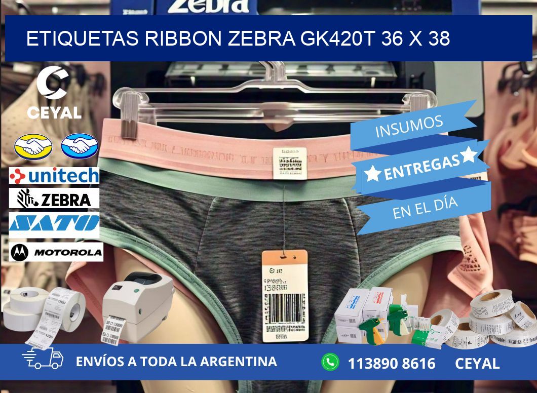 ETIQUETAS RIBBON Zebra GK420T 36 x 38