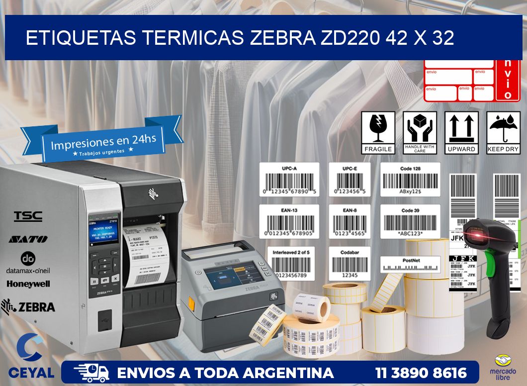 ETIQUETAS TERMICAS ZEBRA ZD220 42 x 32