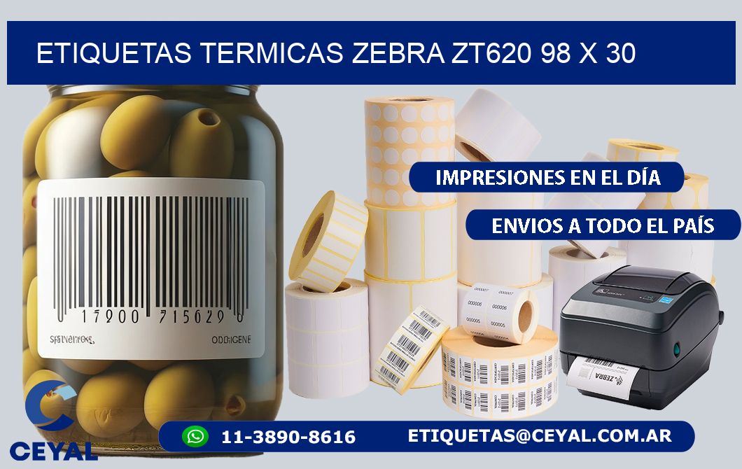 ETIQUETAS TERMICAS ZEBRA ZT620 98 x 30
