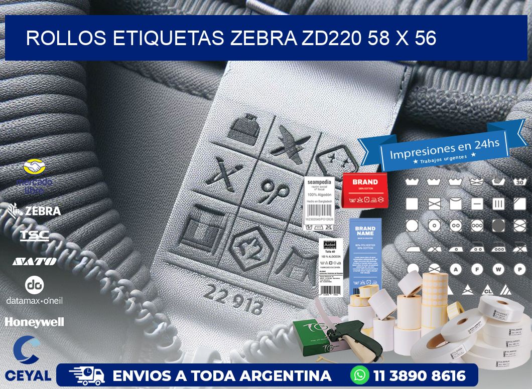 ROLLOS ETIQUETAS Zebra ZD220 58 x 56