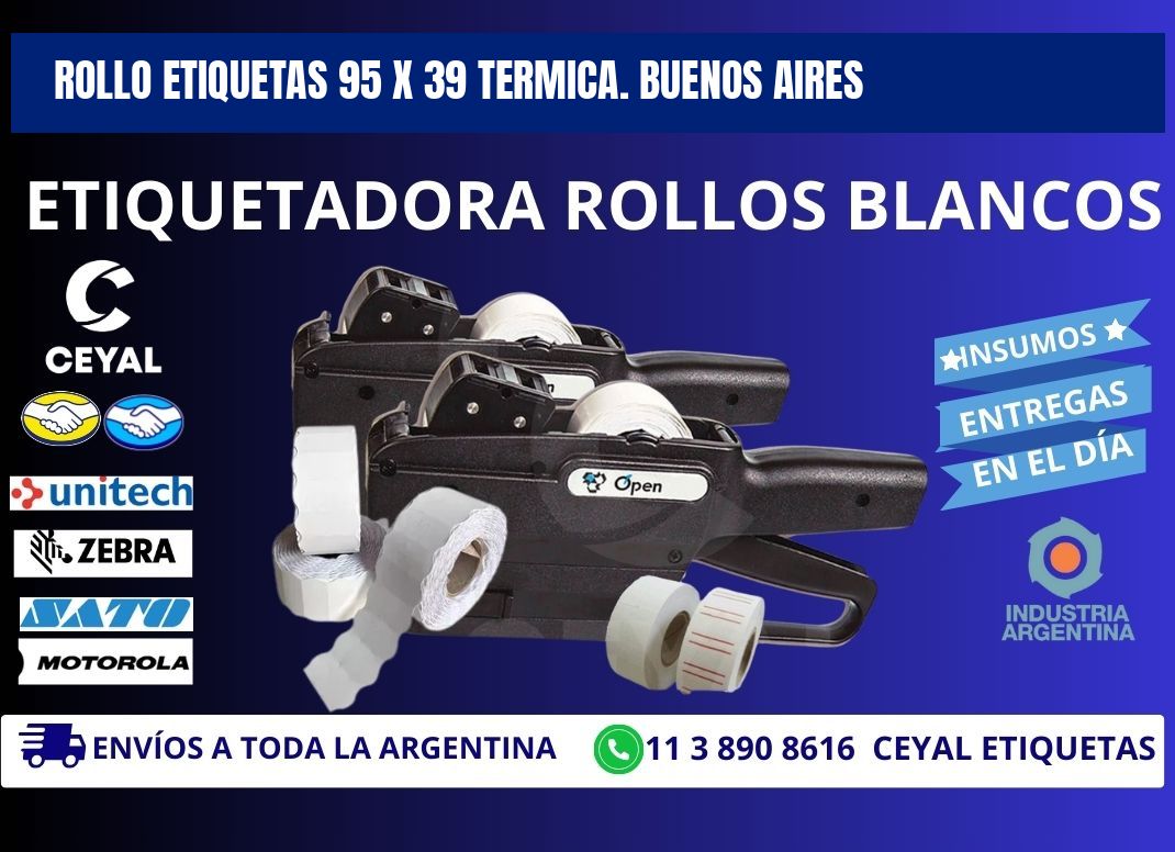 Rollo etiquetas 95 x 39 termica. Buenos Aires